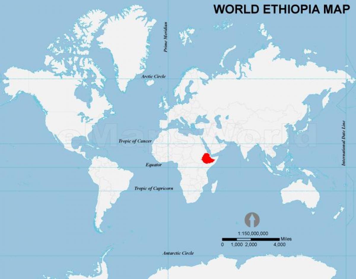 pasaules kartes, Etiopija atrašanās vieta