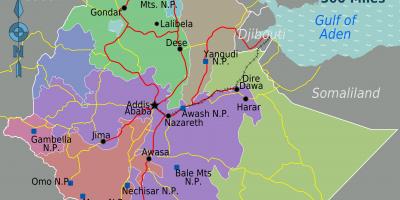 Etiopija atrašanās vieta kartē