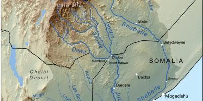 Etiopijas upju baseinu karte