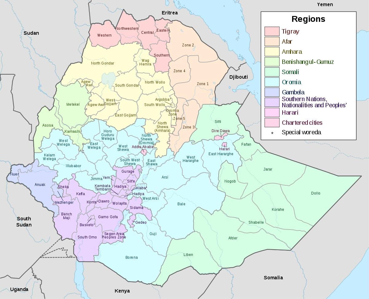 hawassa Etiopija karte