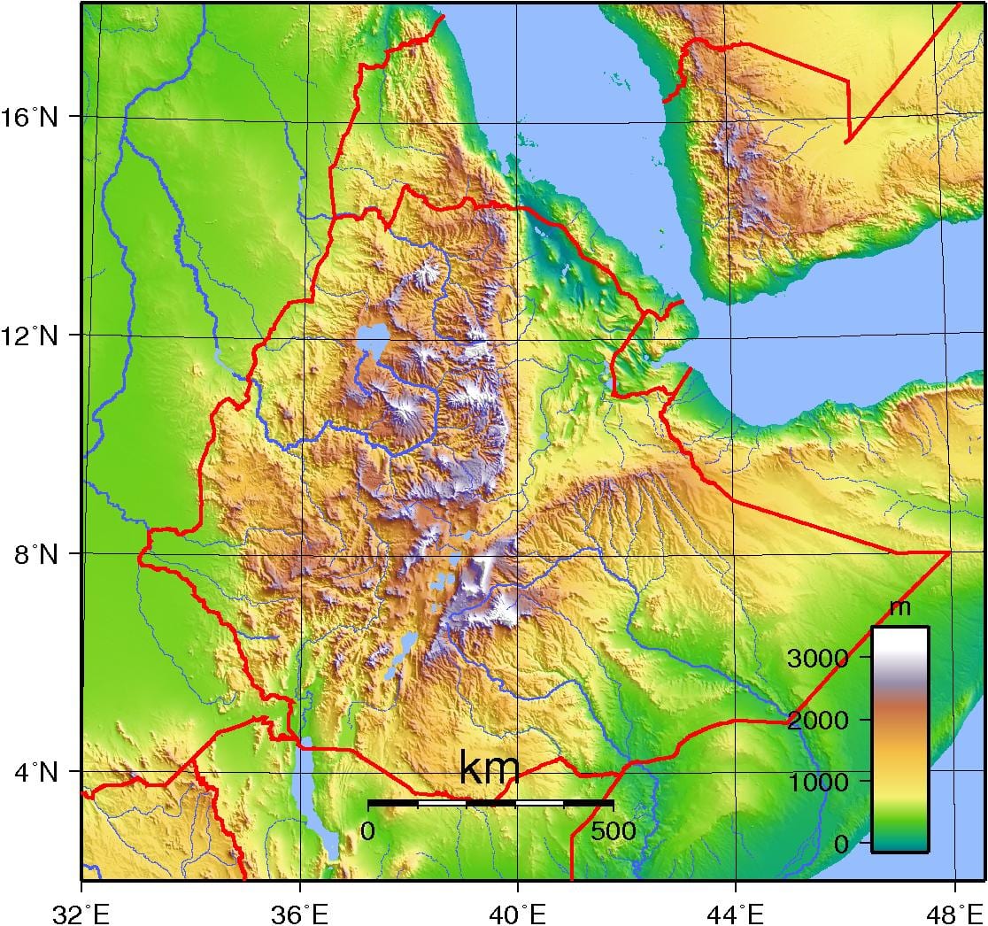 Etiopija topogrāfisko karšu