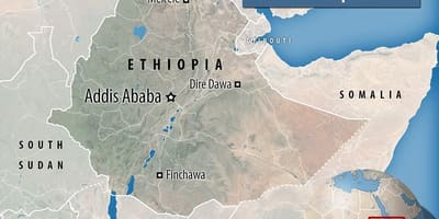 Danakil depression Etiopija karte