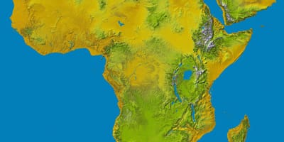 Karte Etiopijas augstienes uz pasaules